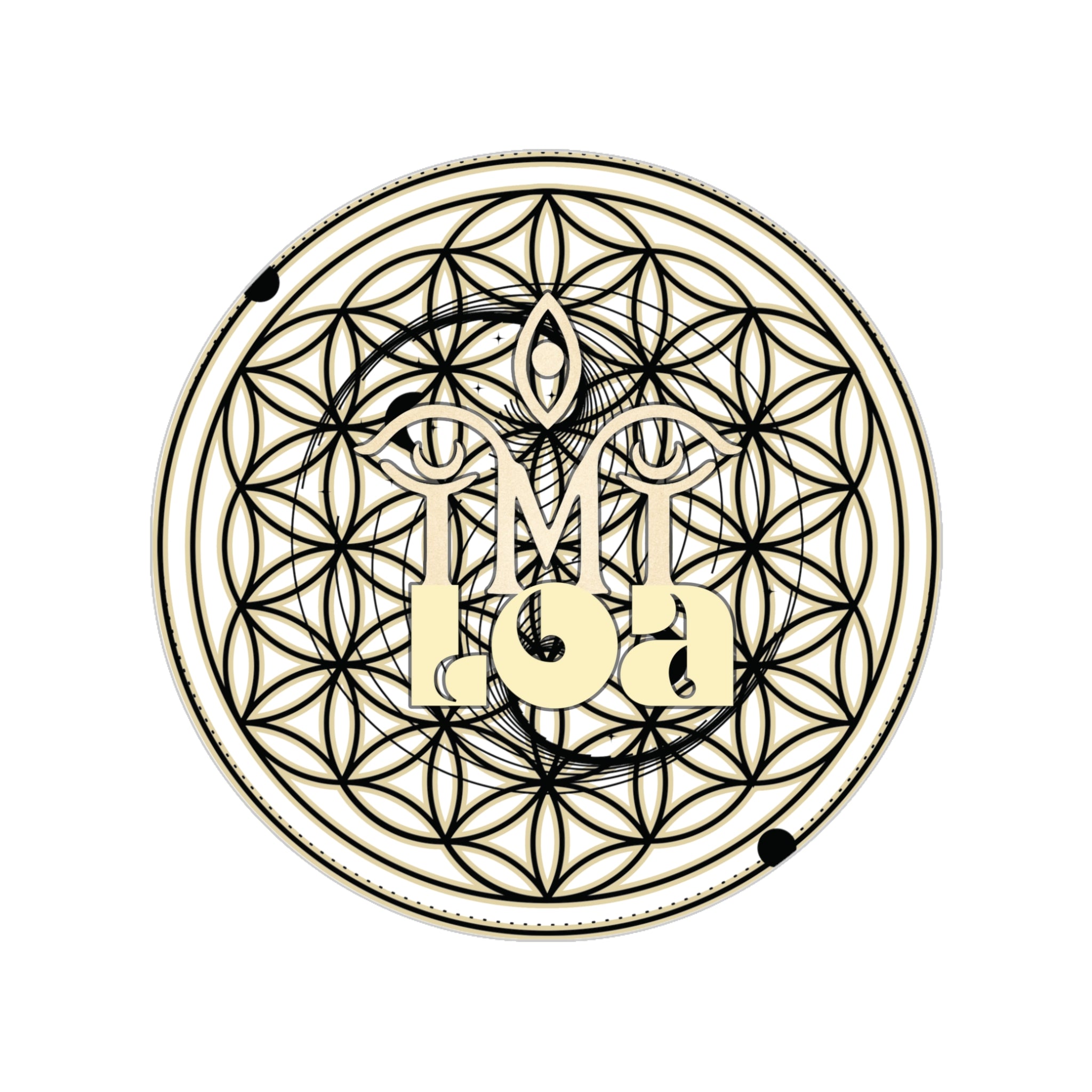 Transparent Outdoor Sticker — Geometric Flower of Life with 'IMILOA' Monogram
