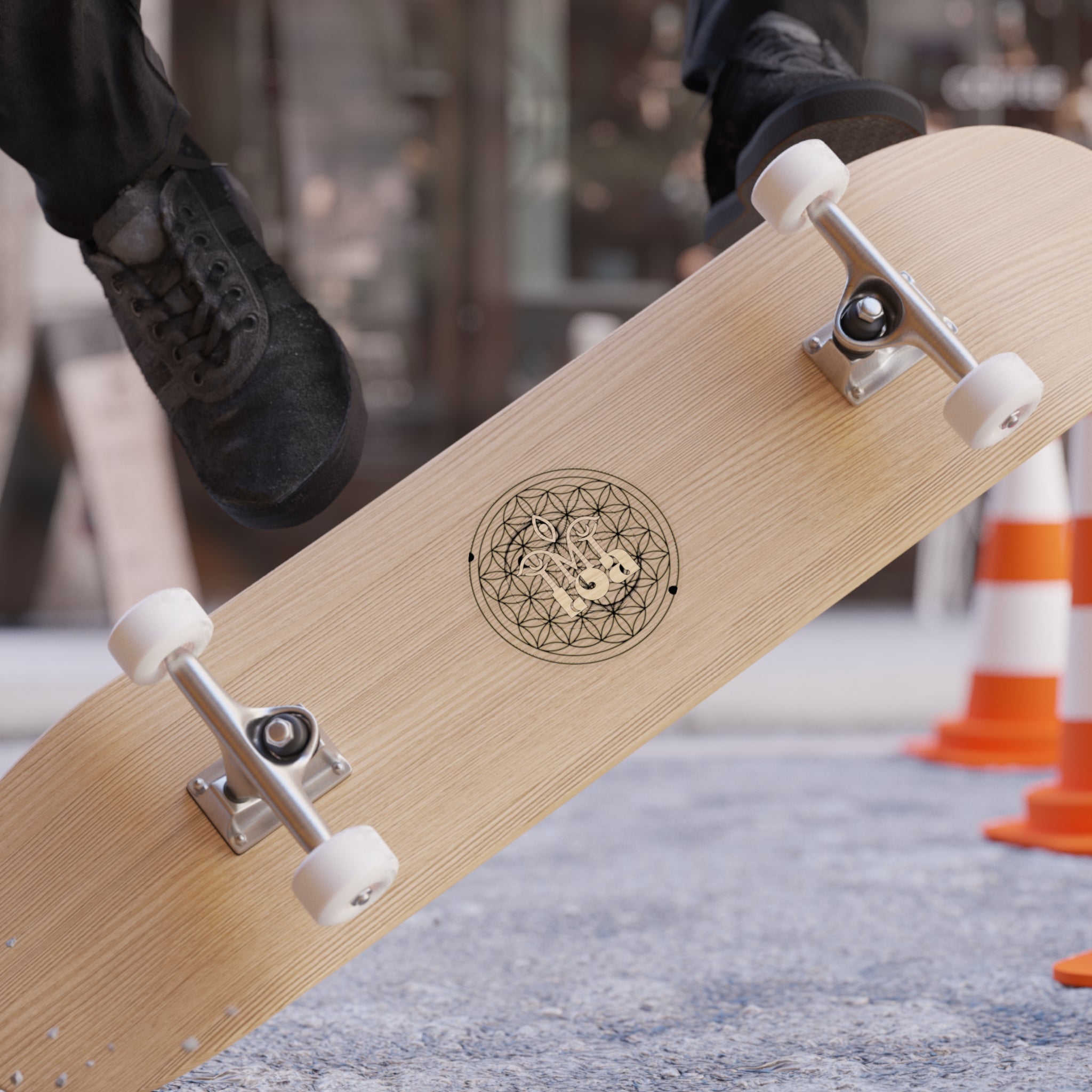 Transparent Outdoor Sticker — Geometric Flower of Life with 'IMILOA' Monogram