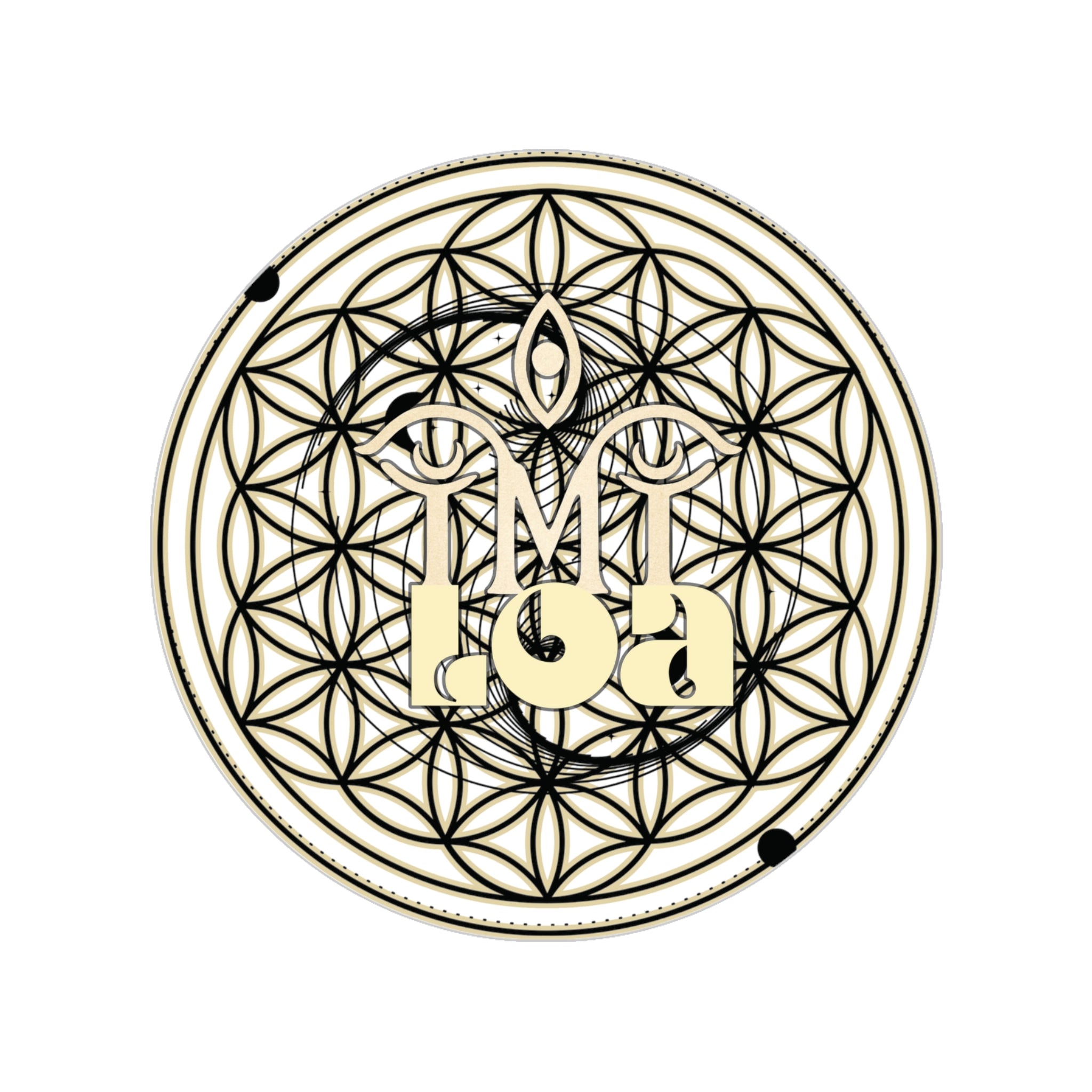 Transparent Outdoor Sticker — Geometric Flower of Life with 'IMILOA' Monogram