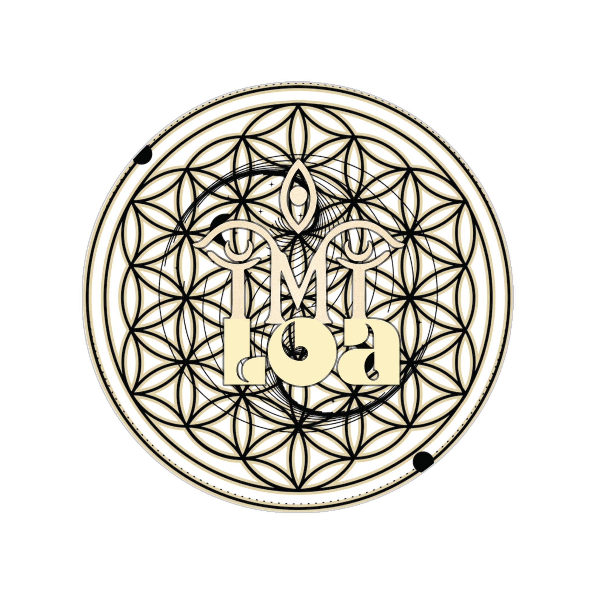 Transparent Outdoor Sticker — Geometric Flower of Life with 'IMILOA' Monogram
